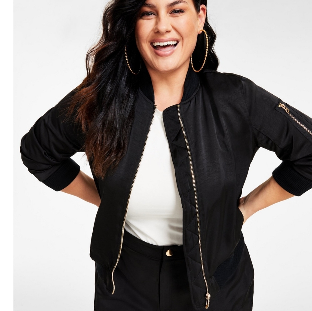 Brand New Plus Size Zipper Bomber Jacket  1X